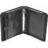 JÜSCHA RIMINI Zipper Conference Folder A4 Faux Leather Black with Notepad Compartment, Card Slots, Pen Loop, Smartphone Pocket