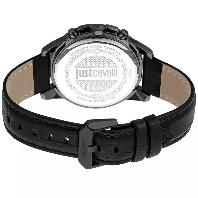JUST CAVALLI MAN JC1G175L0245 42mm Quartz Analog Blue Dial Brown Leather Strap Watch