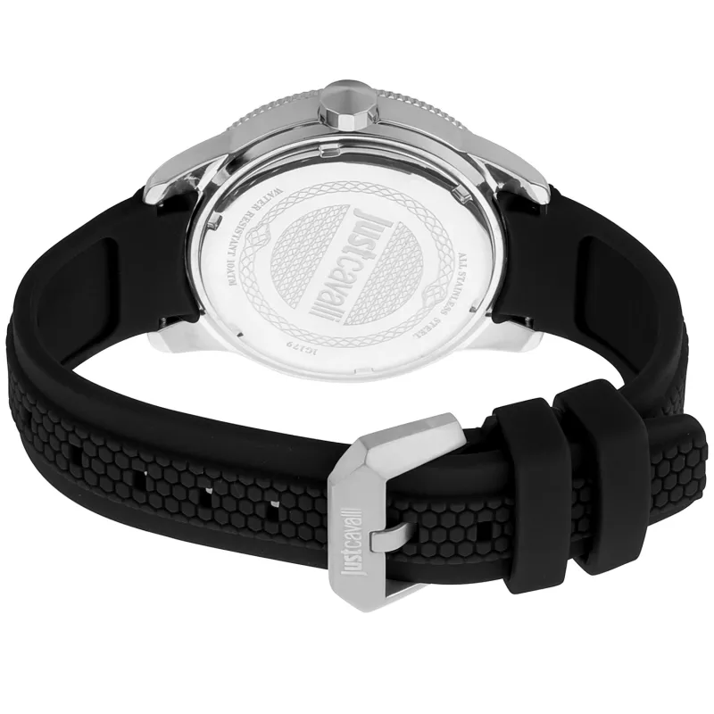 JUST CAVALLI MAN JC1G179P0015 42mm Quartz Analog Watch - Black Dial, Leather Strap