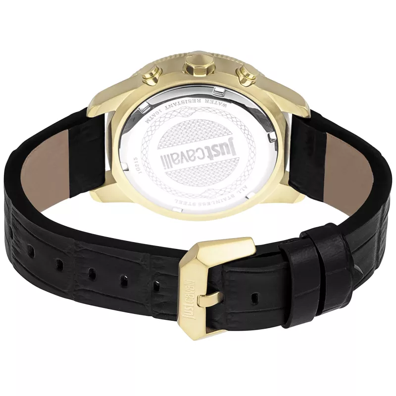 JUST CAVALLI MAN Watch JC1G215L0025 (42mm) - Black Dial, Leather Strap