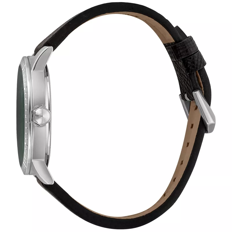 JUST CAVALLI Men's Quartz Analog Watch JC1G216L0025 42mm Stainless Steel Case Black Leather Strap