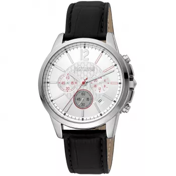 JUST CAVALLI Men's Quartz Watch JC1G175L0215 42mm Blue Dial Leather Strap