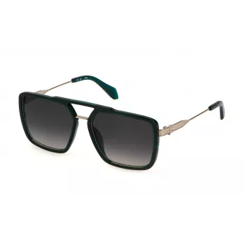 JUST CAVALLI Men's Sunglasses SJC040-580G61 - Geometric Full Rim Plastic Frame with Polycarbonate Lenses, UV400 Protection, 58mm Lens Width