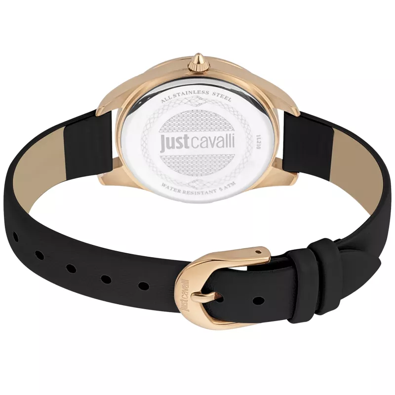 JUST CAVALLI Women's JC1L210L0025 32mm Quartz Analog Watch - Silver Dial, Brown Leather