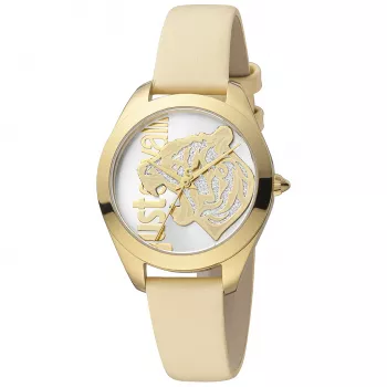 JUST CAVALLI Women's Watch JC1L210L0015 32mm Silver Dial Brown Leather Strap