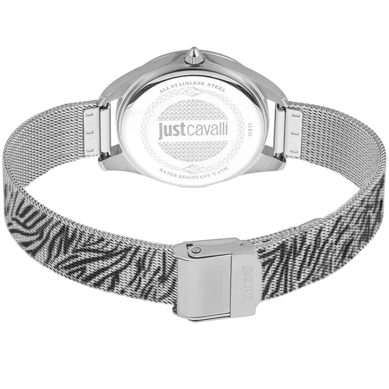 JUST CAVALLI Women's Watch JC1L210M0045 32mm Silver Stainless Steel Mesh Bracelet Quartz Analog