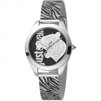 JUST CAVALLI Women's Watch JC1L210M0045 32mm Silver Stainless Steel Mesh Bracelet Quartz Analog