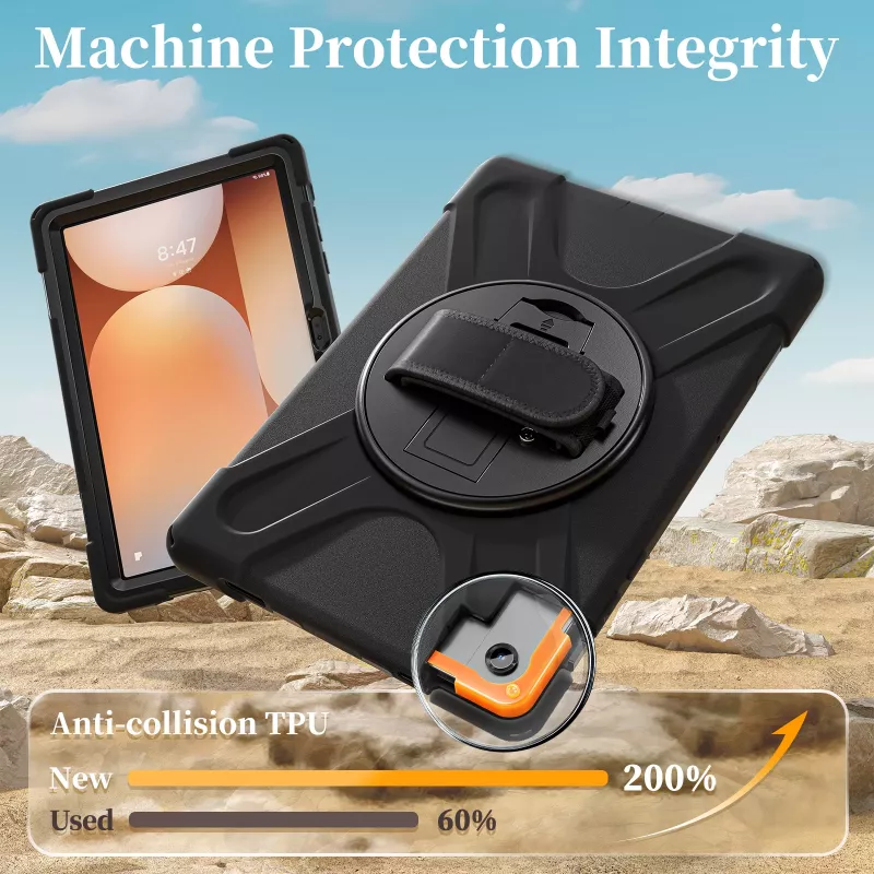 JUST MUST JM Rugged Case Grip for Samsung Galaxy Tab A11+ with a Strap Black