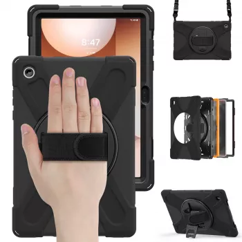 JUST MUST JM Rugged Case Grip for Samsung Galaxy Tab A11+ with a Strap Black