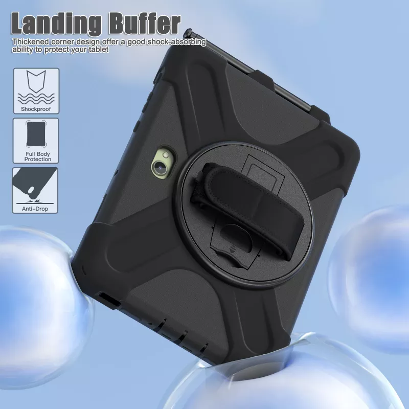 JUST MUST JM Rugged Case Grip for Samsung Galaxy Tab Active Pro/Active4 Pro/Active5 Pro with Strap Black
