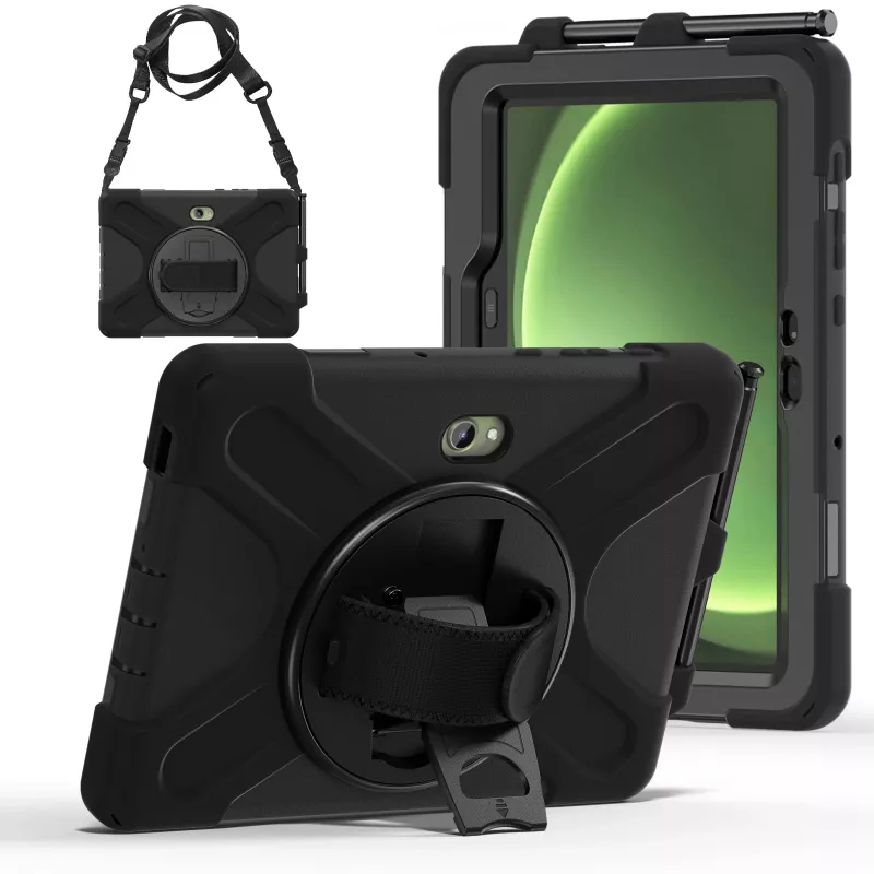 JUST MUST JM Rugged Case Grip for Samsung Galaxy Tab Active Pro/Active4 Pro/Active5 Pro with Strap Black