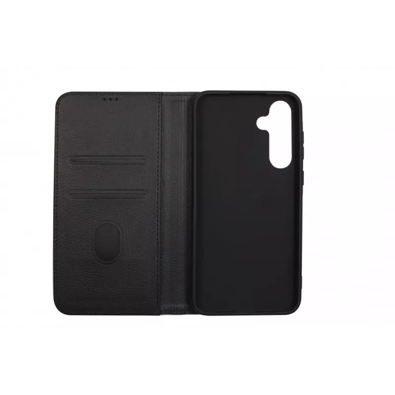 JUST MUST JM Stand Flip Case for Samsung Galaxy A35 5G, Black – PU Leather Wallet with Card Slots and Kickstand