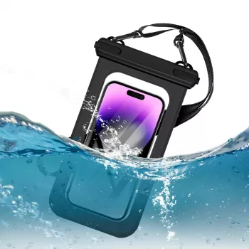 JUST MUST Waterproof Phone Pouch Black – IPX8 30m Submersible Case for Smartphones