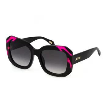 JUSTCAVALLI Women's SJC085-5409P2 Square Sunglasses, Havana Brown Frame, Brown Polarized Lenses, 54mm