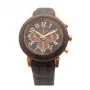 K&BROS Unisex Quartz Analog Watch 9427-4-710 43mm Stainless Steel Black Dial Leather Strap