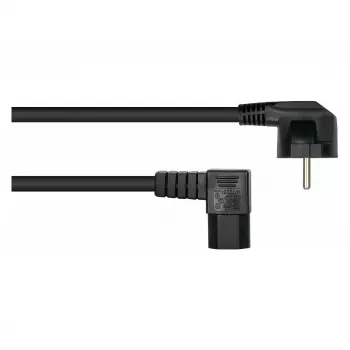 Kabelmeister 3m Power Cord, CEE 7/7 Schuko to IEC C15, 90° Angled, Black