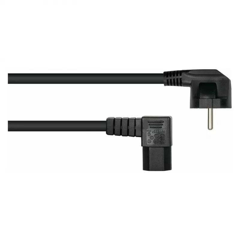 Kabelmeister 3m Power Cord, CEE 7/7 Schuko to IEC C15, 90° Angled, Black