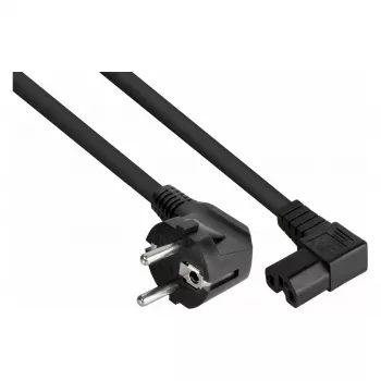 Kabelmeister 3m Power Cord, CEE 7/7 Schuko to IEC C15, 90° Angled, Black
