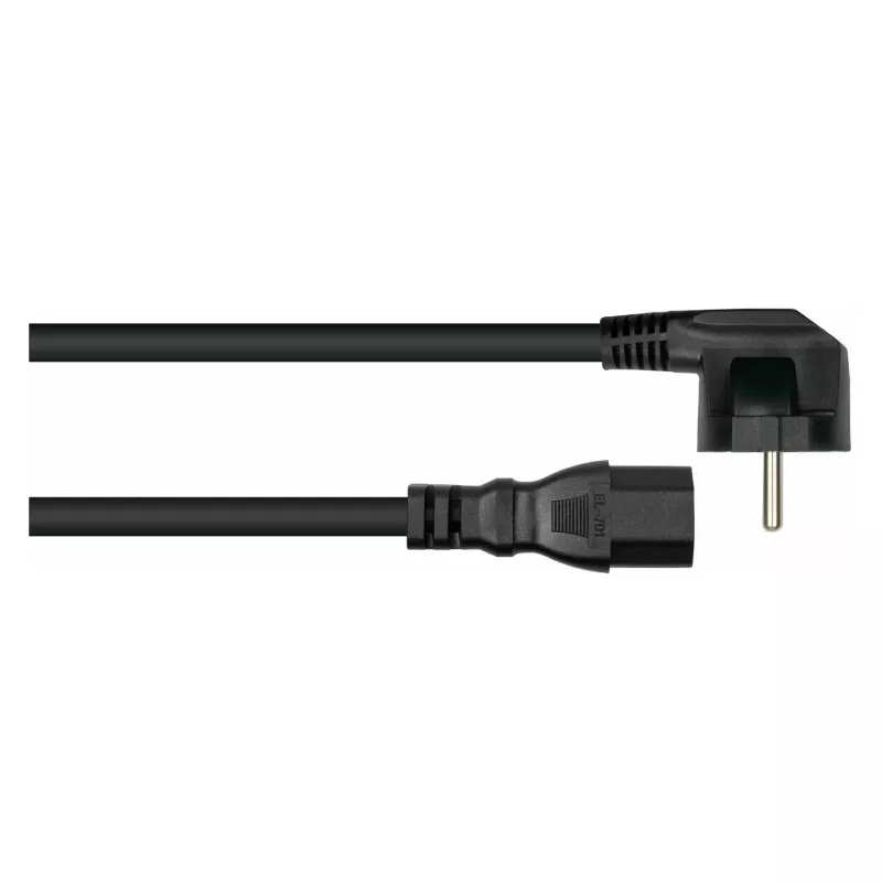 KABELMEISTER Angled Schuko to IEC C15 Power Cord 0.5m Black