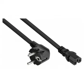 KABELMEISTER Angled Schuko to IEC C15 Power Cord 0.5m Black