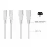 Kabelmeister C14 to C13 Power Extension Cable, White, 0.5m