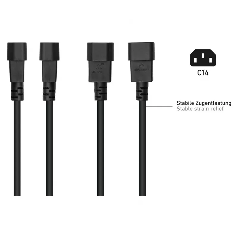 Kabelmeister C14 to Schuko Socket Power Adapter Cable 0.15m Black
