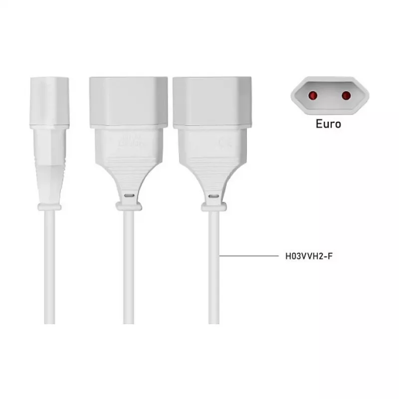 kabelmeister Euro Extension Cable with 3 Schuko Sockets, 0.25 m, Black (16 A, 3680 W)