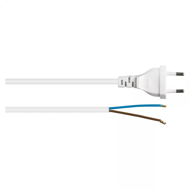 Kabelmeister Euro Power Cable with Open End, 3m, White (H03VVH2-F)