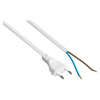 Kabelmeister Euro Power Cable with Open End, 3m, White (H03VVH2-F)