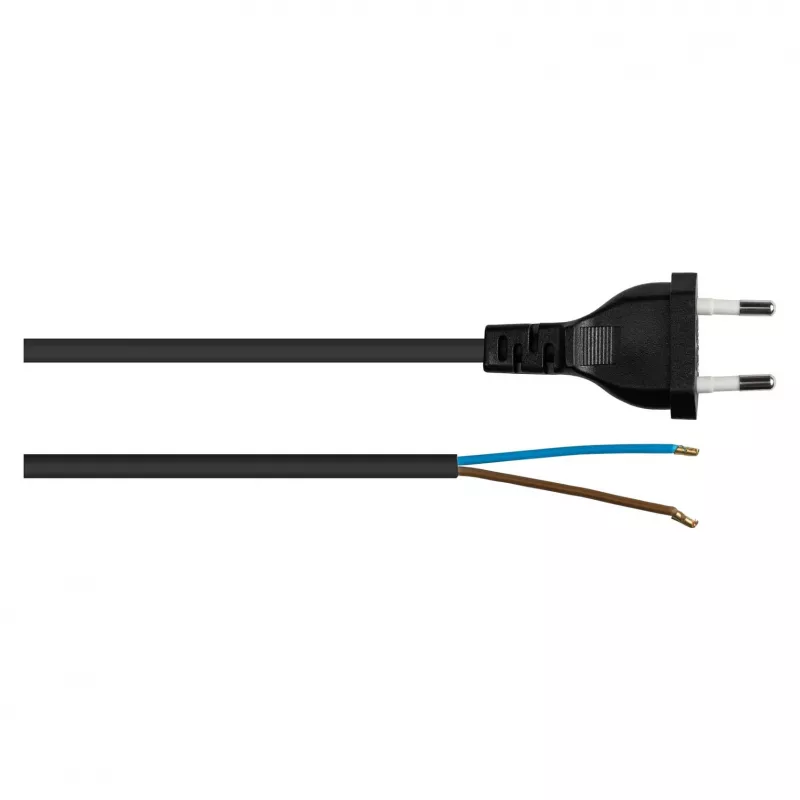 Kabelmeister Euro Power Cable with Open End, Black, 5 m