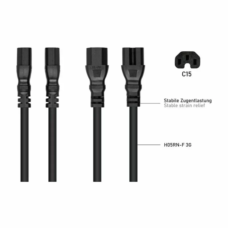 Kabelmeister IEC C14 to C15 Power Cable 3m (SK1450-S030) – Black