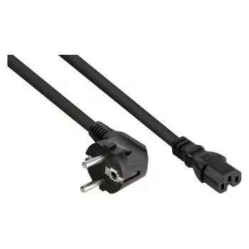 Kabelmeister Power Cable with 90° Angled Schuko Plug to C15 Socket, 3m, Black