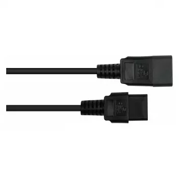 kabelmeister Power Extension Cable C20 to C19, 0.5 m, Black, 16A, 250V