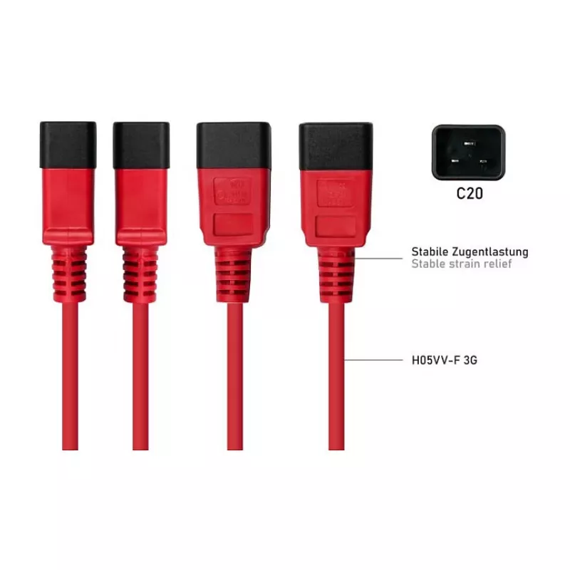 Kabelmeister Power Extension Cable C20 to C19, 2m, Black