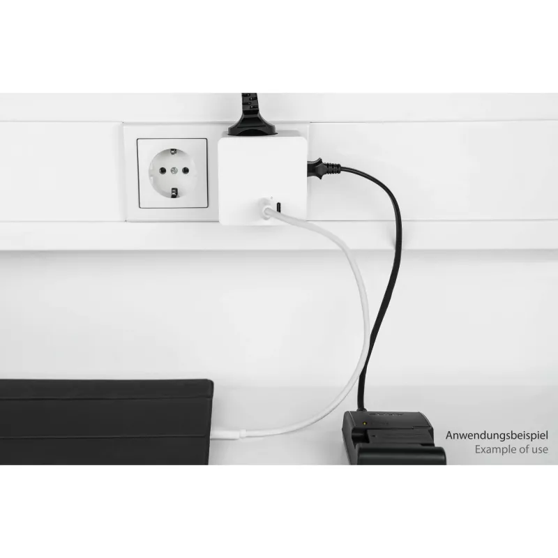 KABELMEISTER Power Strip Cube with 3x Schutzkontakt Outlets, USB-C 20W PD 3.0 and USB-A 18W, 1.5m, White