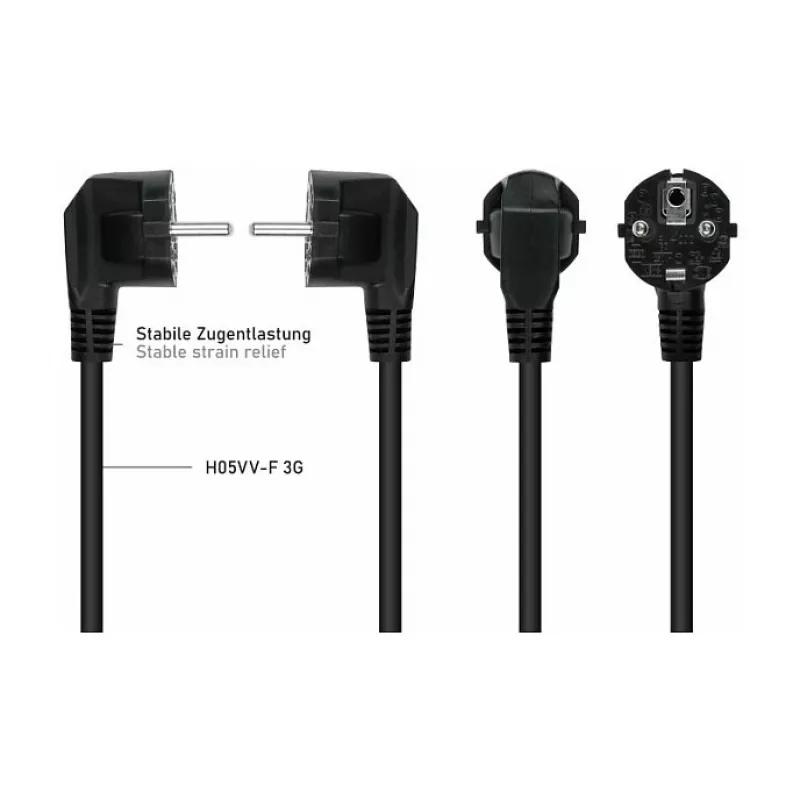 Kabelmeister Schuko Plug (90° Angled) to 2x IEC C13 Y-Power Splitter Cable, 2m, Black