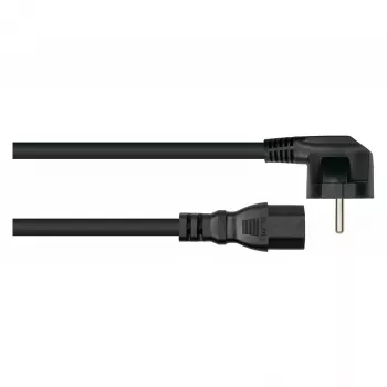 Kabelmeister Schuko Plug (90° Angled) to C15 Power Cable, Black, 1m