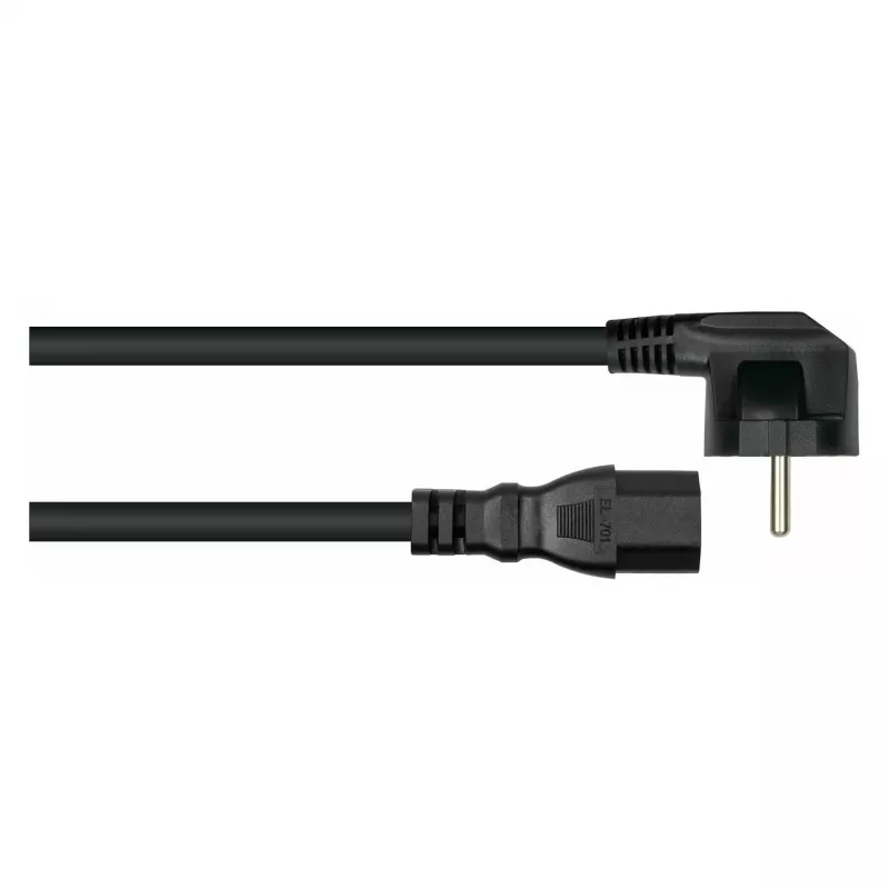Kabelmeister Schuko Plug (90° Angled) to C15 Power Cable, Black, 1m