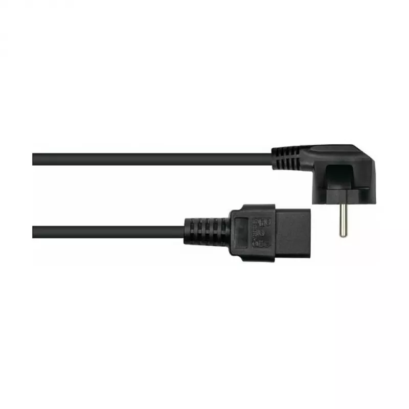 Kabelmeister Schuko Plug (90° Angled) to IEC C19 Power Cable, Black, 1.8m