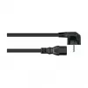 Kabelmeister Schuko Power Cable with 90° Angled Plug to IEC C15, Black, 1.8m