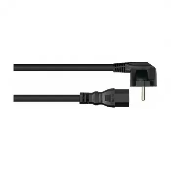 Kabelmeister Schuko Power Cable with 90° Angled Plug to IEC C15, Black, 1.8m