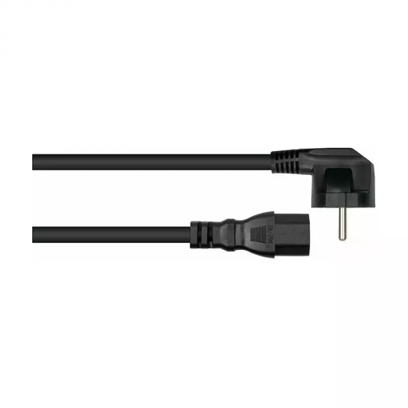 Kabelmeister Schuko Power Cable with 90° Angled Plug to IEC C15, Black, 1.8m