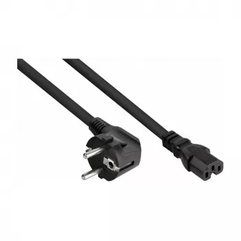 Kabelmeister Schuko Power Cable with 90° Angled Plug to IEC C15, Black, 1.8m