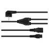 Kabelmeister Schuko Power Splitter Cable, 90° Angled Plug to C13 + C5, Black, 2m