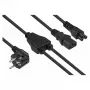 Kabelmeister Schuko Power Splitter Cable, 90° Angled Plug to C13 + C5, Black, 2m