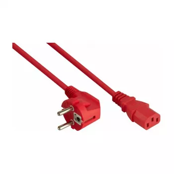Kabelmeister Schuko to C13 Power Cord, 90° Angled, Red, 3m