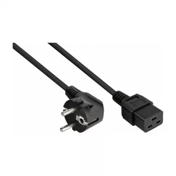 KABELMEISTER Schuko to IEC C19 Power Cord 0.5m Black 90° Angled