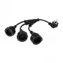 Kabelmeister SK0103-S002 3-Way Schuko Power Splitter, 90° Angled Plug, 0.2m Cable, Black