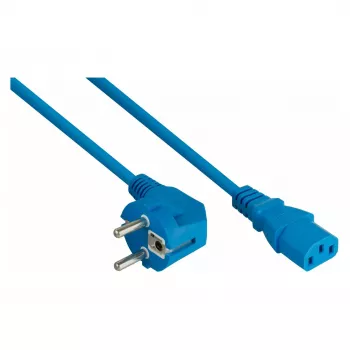 KABELMEISTER SK0130-B050 Angled Schuko to C13 Power Cable, Blue, 5m