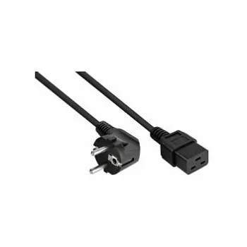 Kabelmeister SK0190-S050 Schuko Power Cord, 90° Angled CEE 7/7 to C19, 5m, Black